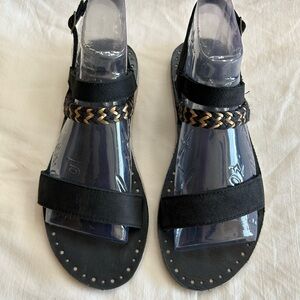 UGG Elin Flat Sandals Women Size 10 Color Black/Gold
